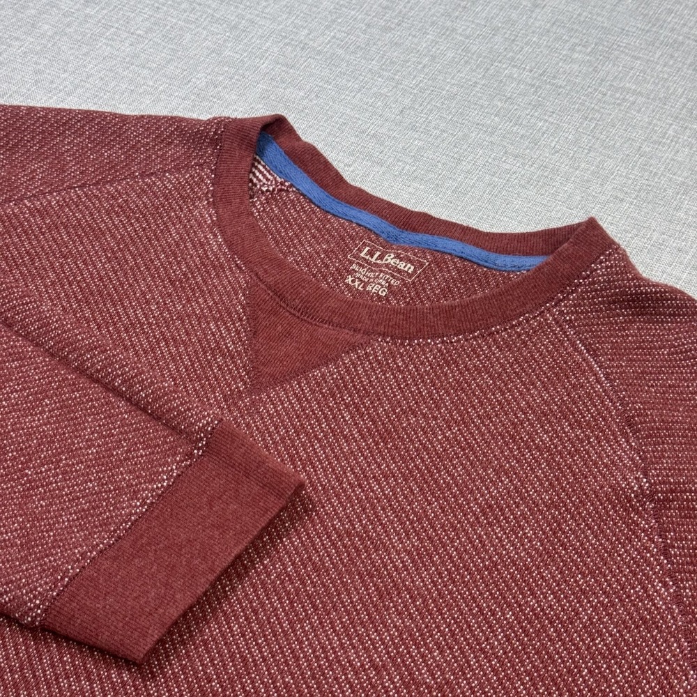 L.L. Bean Slightly Fitted Cotton Wool Sweater Pullover Mens 2XL Red Crew Neck